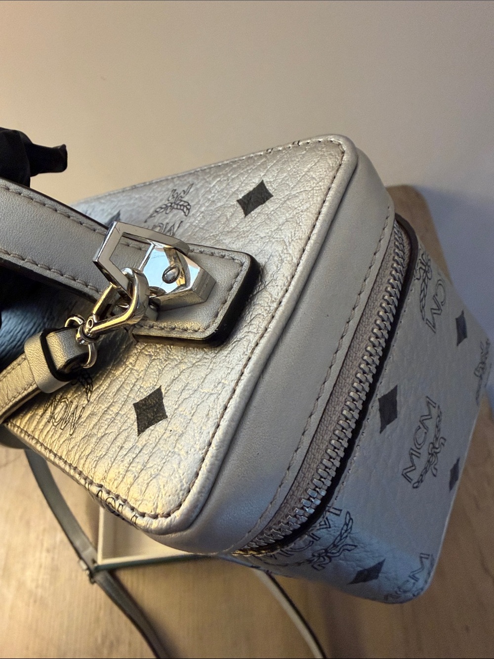 MCM Rockstar Silver Vanity Handbag with OG Strap and COA - Picture 11 of 16